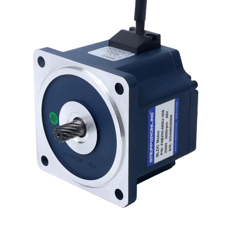 BLDC-Getriebemotor 48V 250W 200RPM 8,66Nm(1226,36oz.in) mit 15:1 Stirnradgetriebe