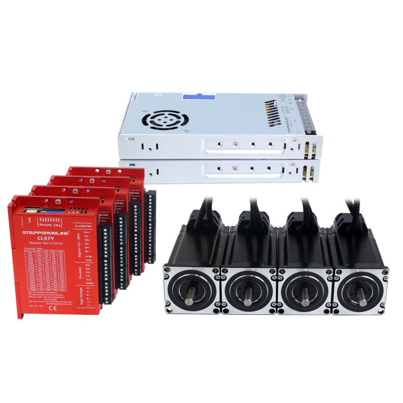 YS Serie 4-Achs Closed-Loop-Stepper-Kit 3,00Nm(424,83oz.in) Nema 23 Motor mit 1,5m Kabel & Stromversorgung