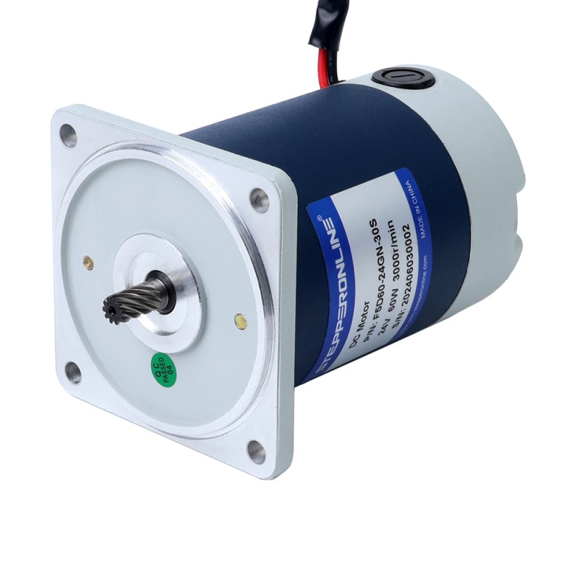 Gebürsteter 24V 60W 6,27Nm(887,91oz.in) 60RPM mit 50:1 Stirnradgetriebe-Gleichstromgetriebemotor