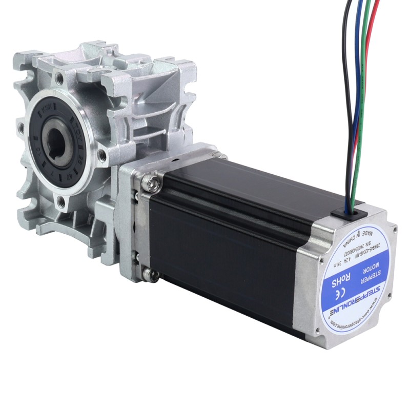 Nema 23 Motor 113mm Übersetzungsverhältnis 20:1 Schneckengetriebe NMRVS30 Schneckengetriebe - 23HS45-4204S-RVS30-G20 | StepperOnline
