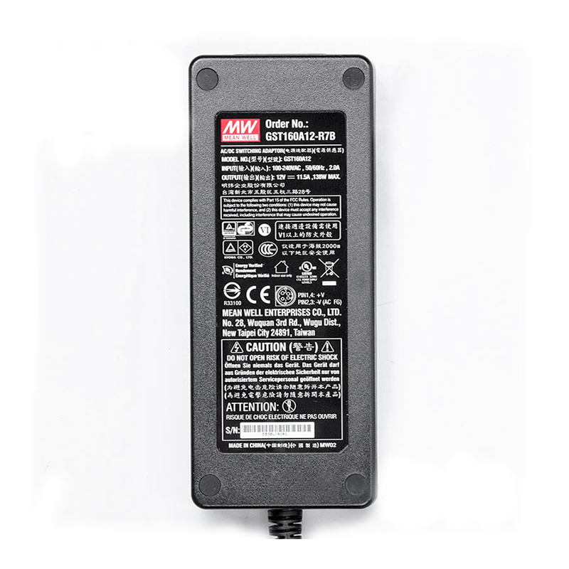 GST160A12-R7B MEANWELL 138W 12VDC 11,5A 115/230VAC AC-DC Zuverlässiger grüner Industrieadapter