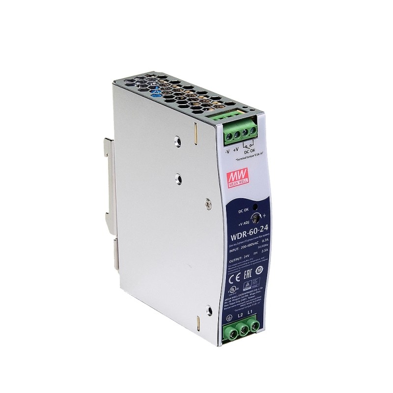 WDR-60-24 MEANWELL 60W 24VDC 2,5A 230/400VAC UltraWide Input DIN-Schienen-Netzteil