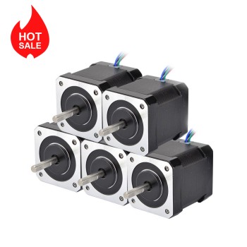 5 Stück Nema 17 Bipolar 59Ncm(83.55oz.in) 2A 42x42x48mm 4 Drähte mit 1m Kabel und Stecker